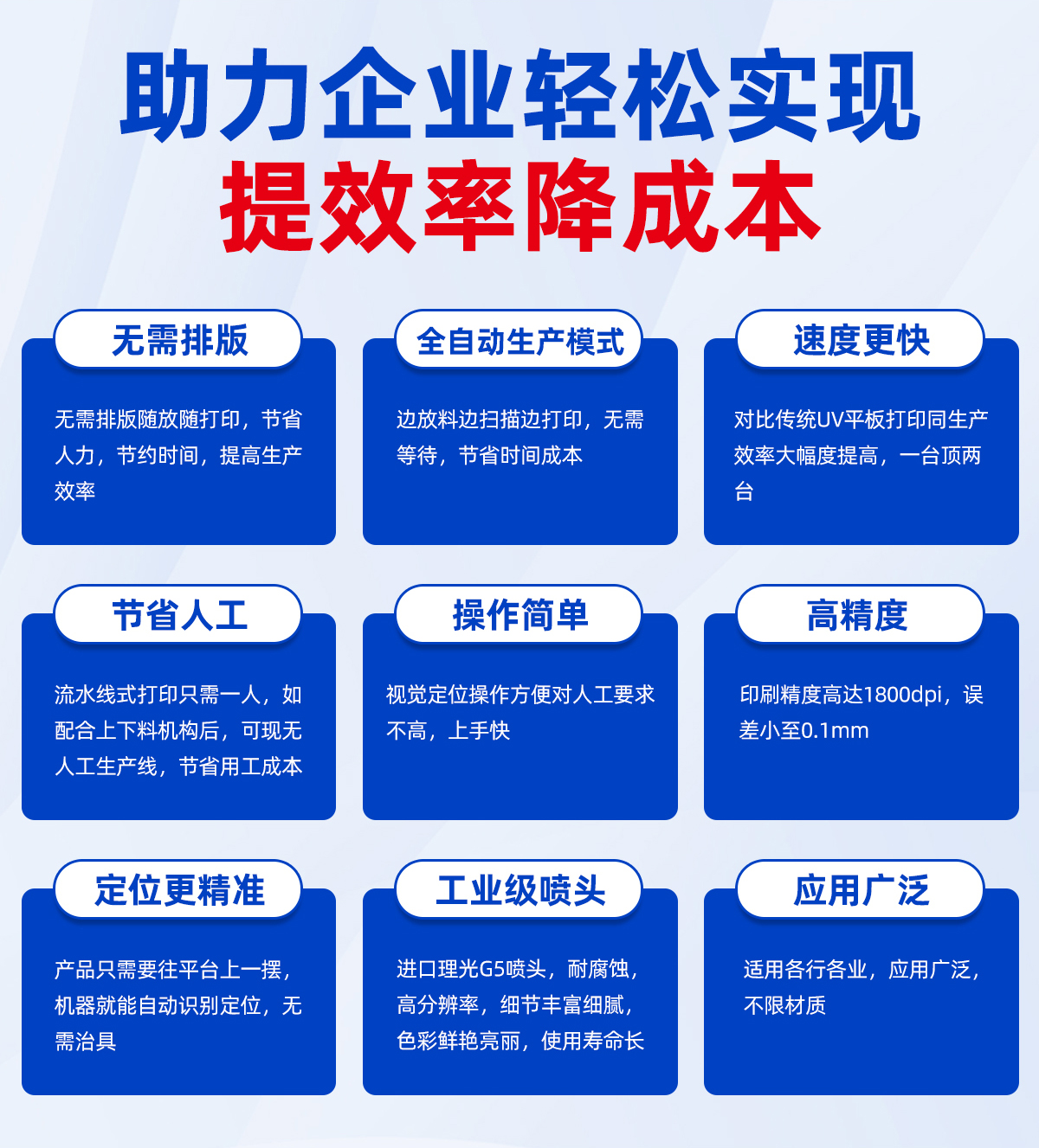 導(dǎo)帶視覺(jué)流水線(xiàn)UV打印機(jī)優(yōu)勢(shì)